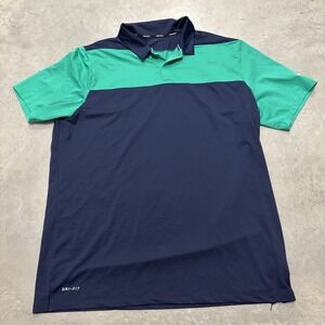 Nike Golf Men's Polo Shirt Size XL Dri Fit Green Blue Collared‎ Athletic Swoosh